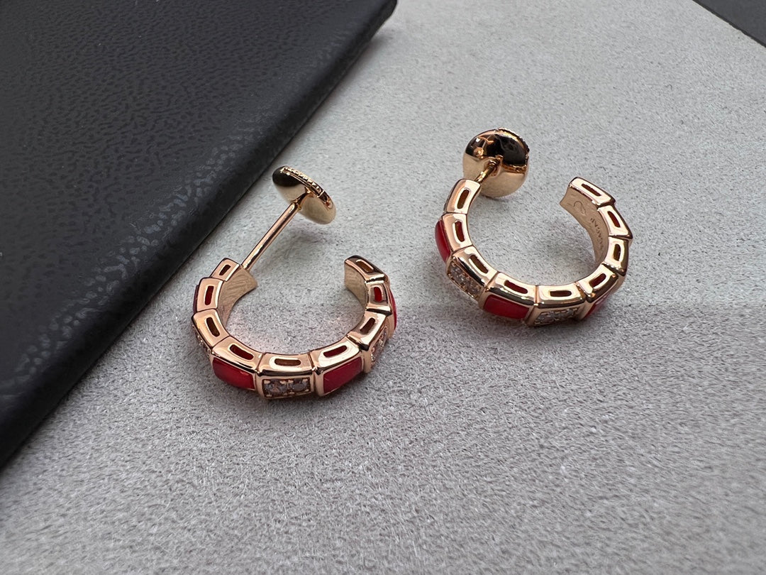 [Rose Jewelrys]SERPENTI CARNELIAN PINK GOLD EARRINGS