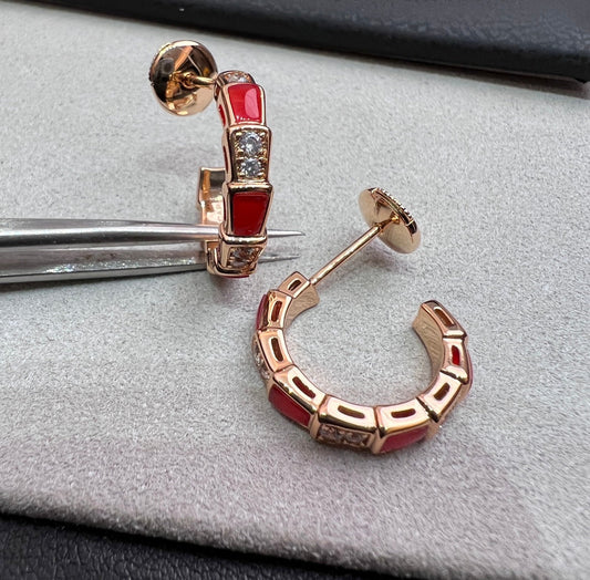 [Rose Jewelrys]SERPENTI CARNELIAN PINK GOLD EARRINGS