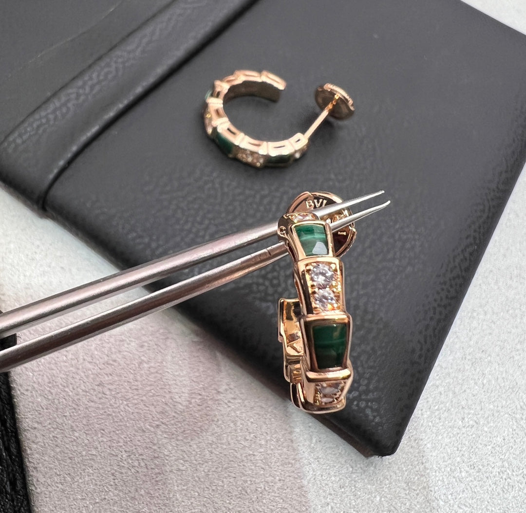 [Rose Jewelrys]SERPENTI MALACHITE PINK GOLD EARRINGS
