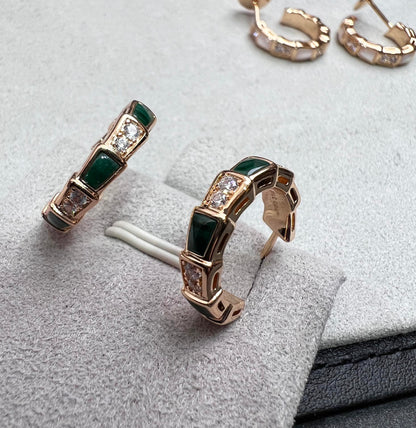 [Rose Jewelrys]SERPENTI MALACHITE PINK GOLD EARRINGS