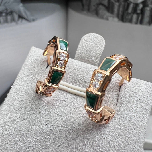 [Rose Jewelrys]SERPENTI MALACHITE PINK GOLD EARRINGS