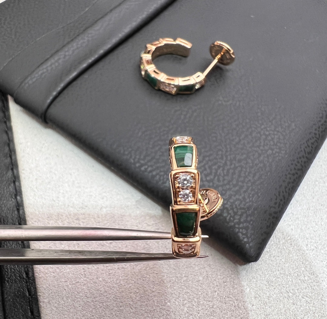 [Rose Jewelrys]SERPENTI MALACHITE PINK GOLD EARRINGS