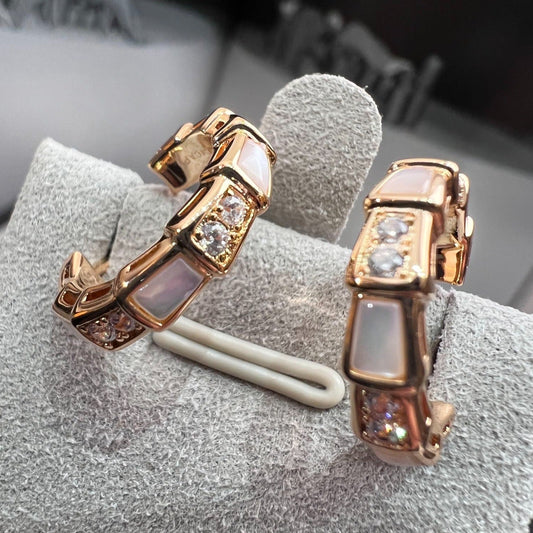 [Rose Jewelrys]SERPENTI MOP PINK GOLD EARRINGS