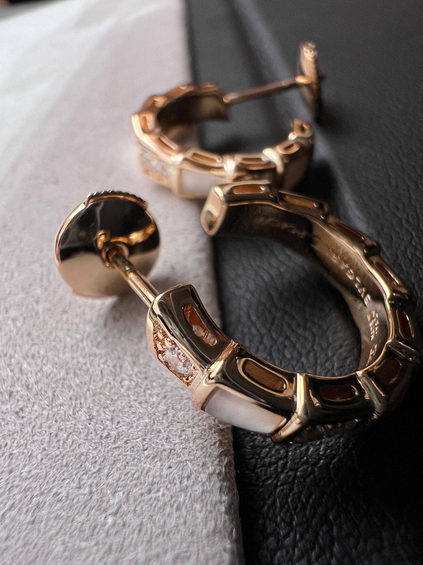[Rose Jewelrys]SERPENTI MOP PINK GOLD EARRINGS