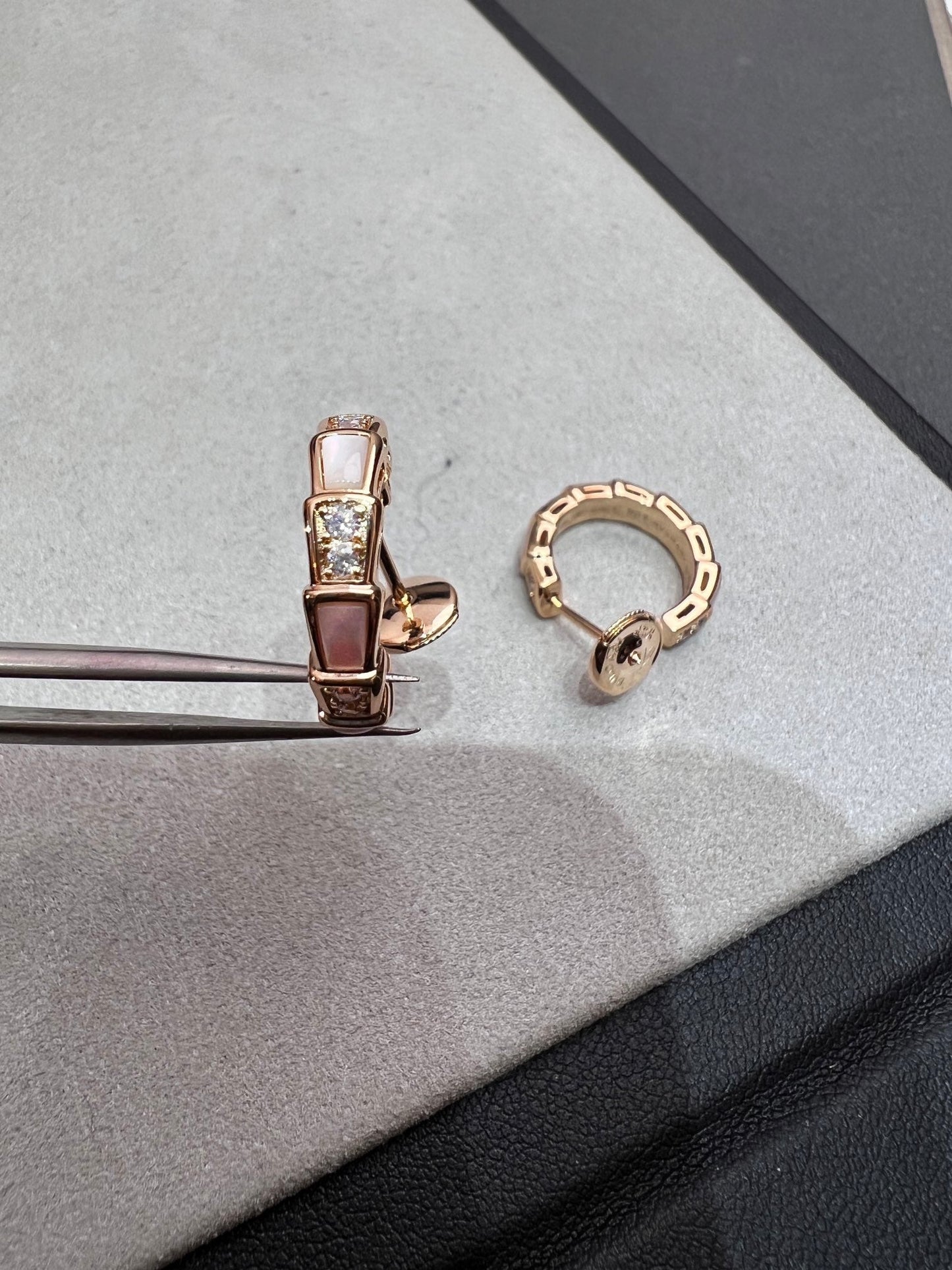 [Rose Jewelrys]SERPENTI MOP PINK GOLD EARRINGS
