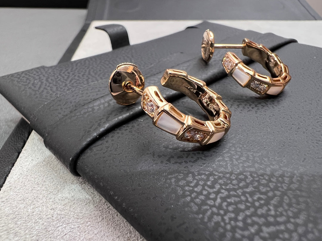 [Rose Jewelrys]SERPENTI MOP PINK GOLD EARRINGS