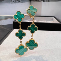 [🌹Rose💎]CLOVER MALACHITE 3 MOTIFS GOLD