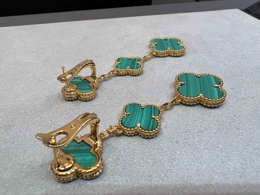 []CLOVER MALACHITE 3 MOTIFS GOLD