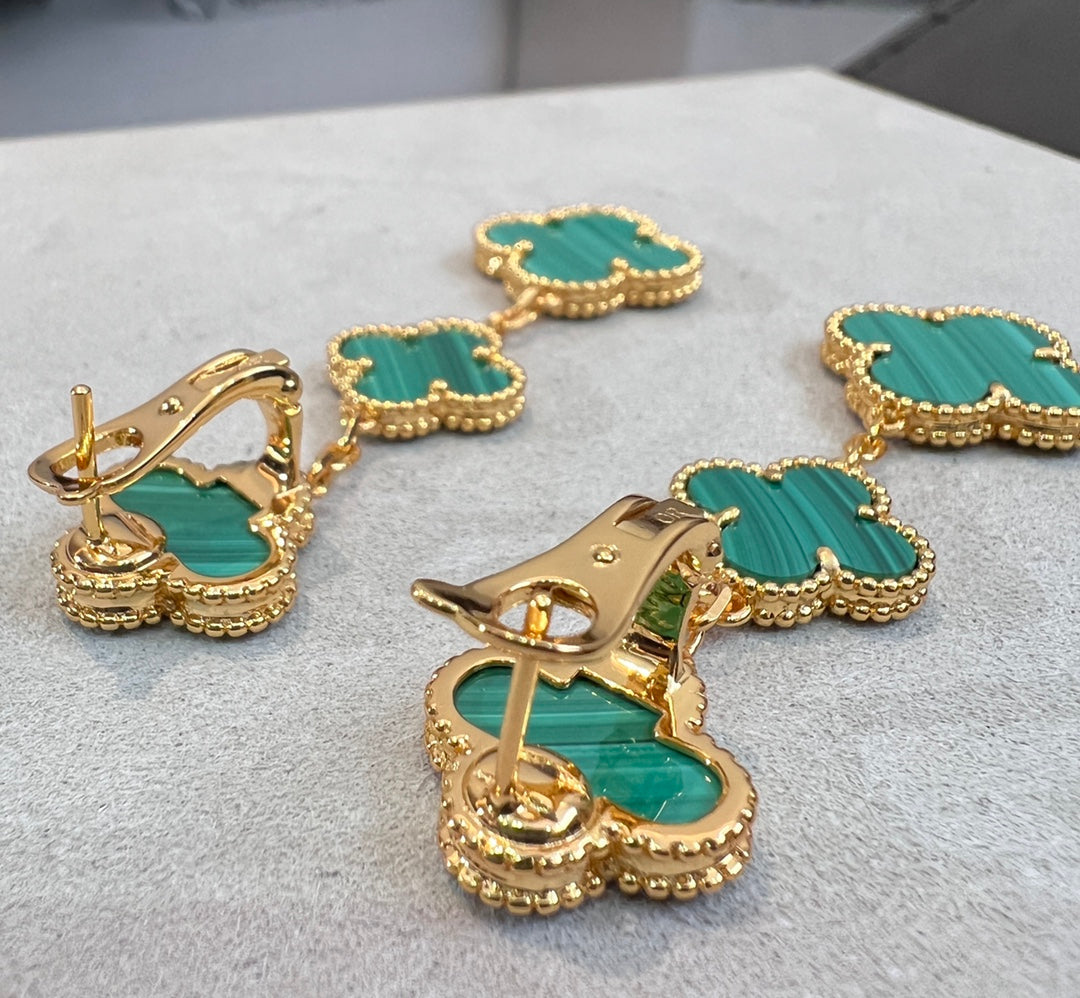 []CLOVER MALACHITE 3 MOTIFS GOLD