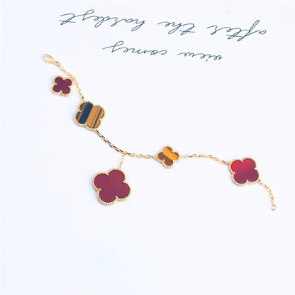 [Rose Jewelrys]CLOVER BRACELET 5 MOTIFS CARNELIAN TIGER EYE