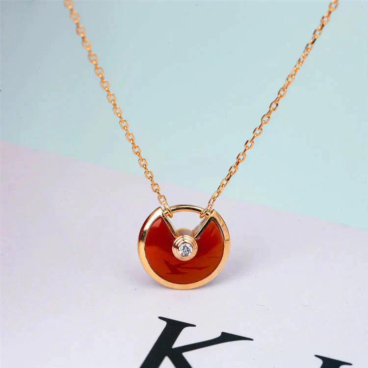 [Rose Jewelrys]AMULETTE GOLD CARNELIAN ONYX NECKLACE