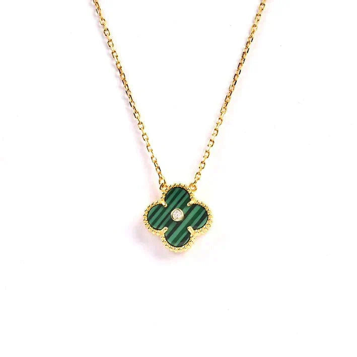 [Rose Jewelrys]CLOVER 15MM DIAMOND TURQUOISE NECKLACE