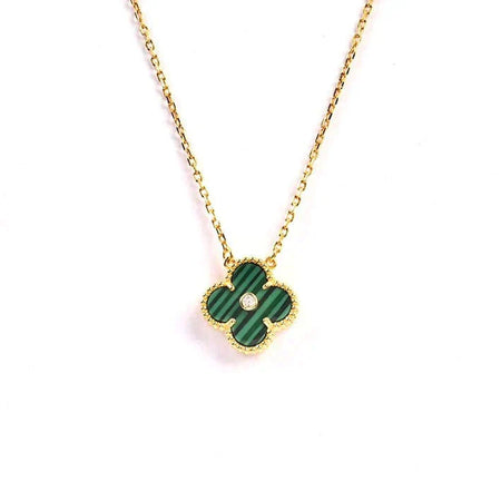 [🌹Rose💎]CLOVER 15MM DIAMOND TURQUOISE NECKLACE