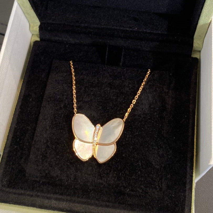 [Rose Jewelrys]BUTTERFLY GOLD MOP DIAMOND NECKLACE