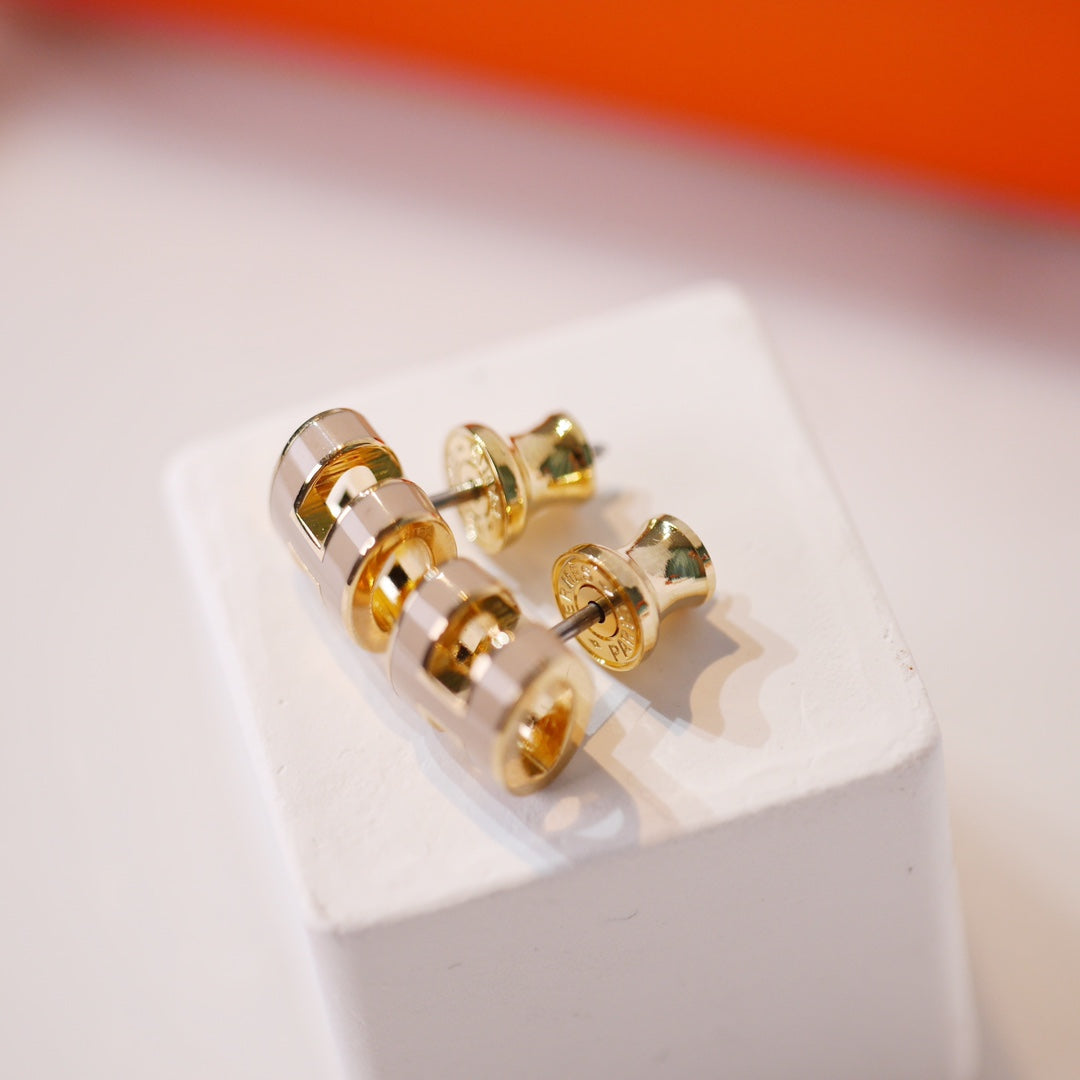 [Rose Jewelrys]MINI POP H GOLD EARRINGS GREY
