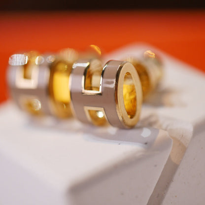 [Rose Jewelrys]MINI POP H GOLD EARRINGS GREY