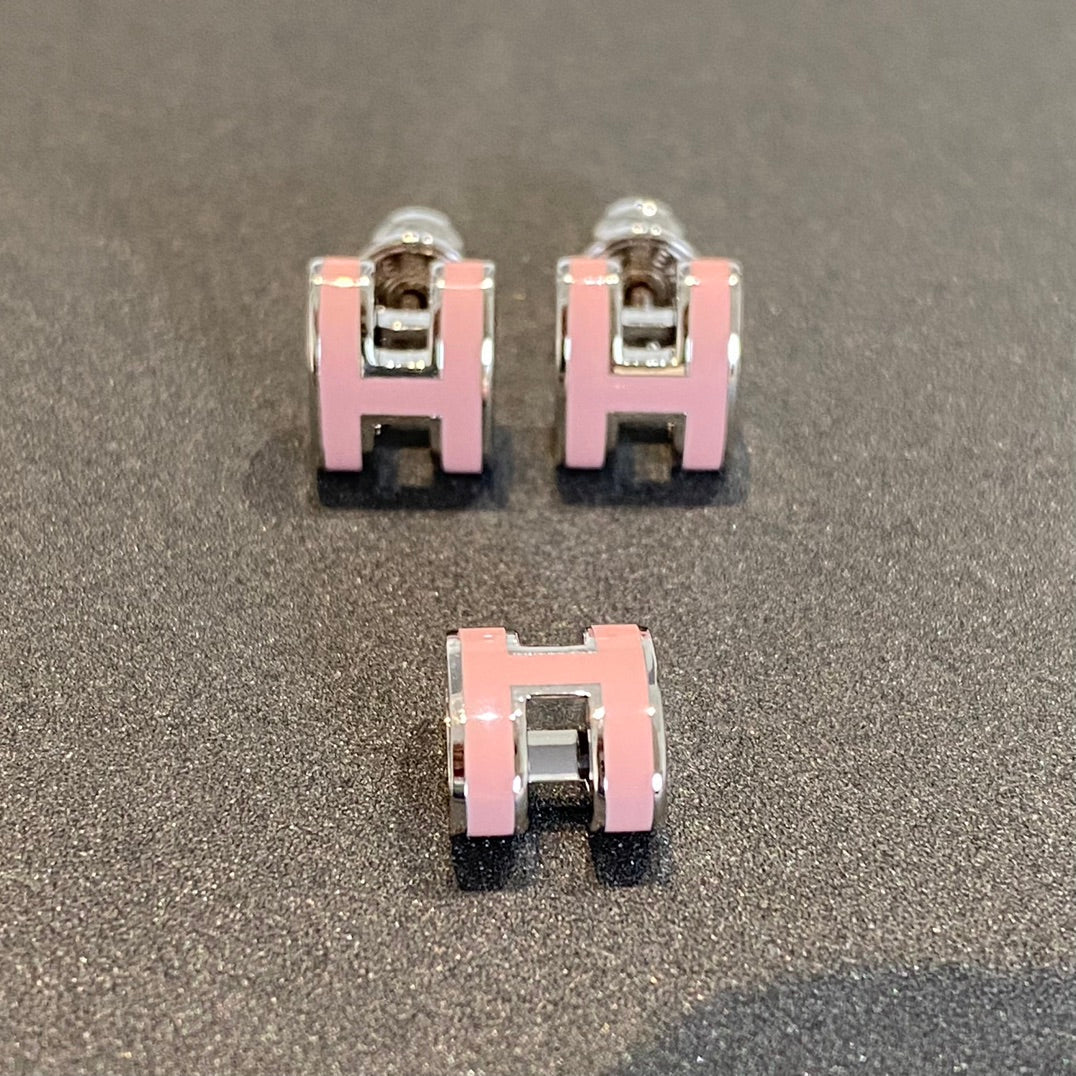 [Rose Jewelrys]MINI POP H SILVER EARRINGS PINK