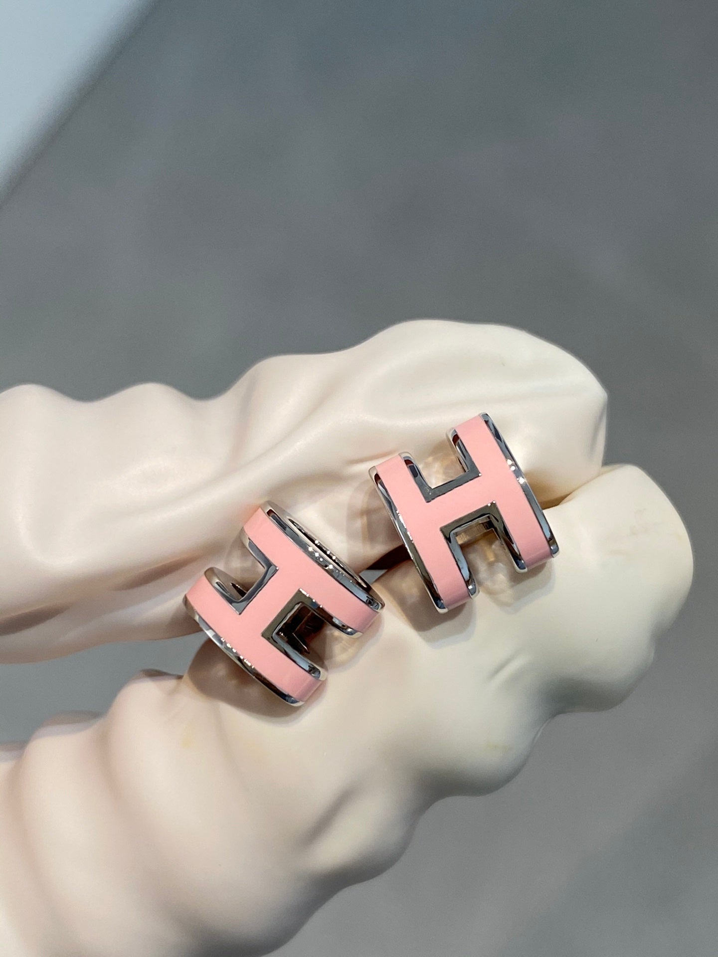 []MINI POP H SILVER EARRINGS PINK