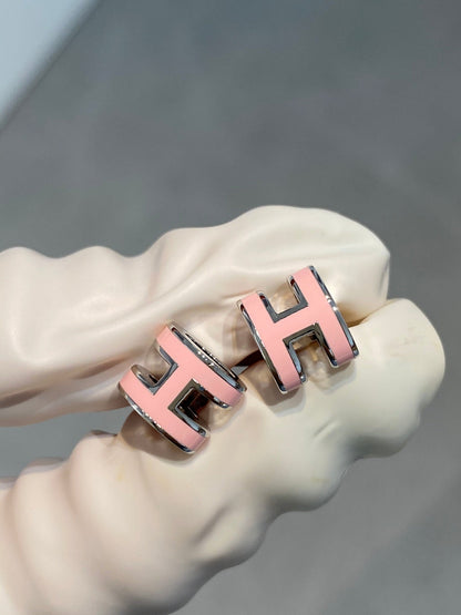 []MINI POP H SILVER EARRINGS PINK