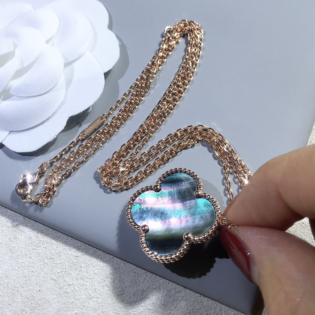 [Rose Jewelrys]CLOVER 25MM GOLD DARK MOP BIG CLOVER NECKLACE