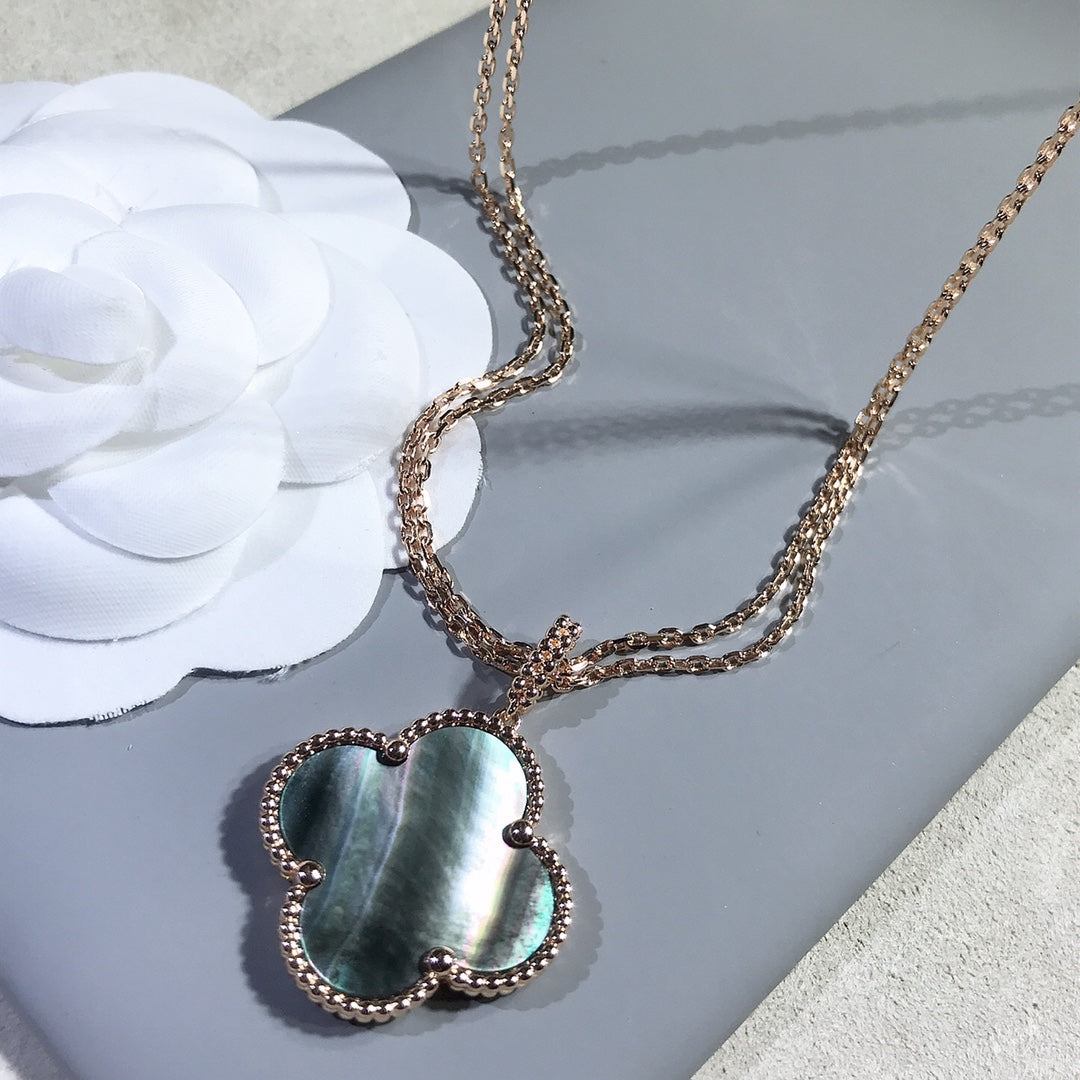 [Rose Jewelrys]CLOVER 25MM GOLD DARK MOP BIG CLOVER NECKLACE