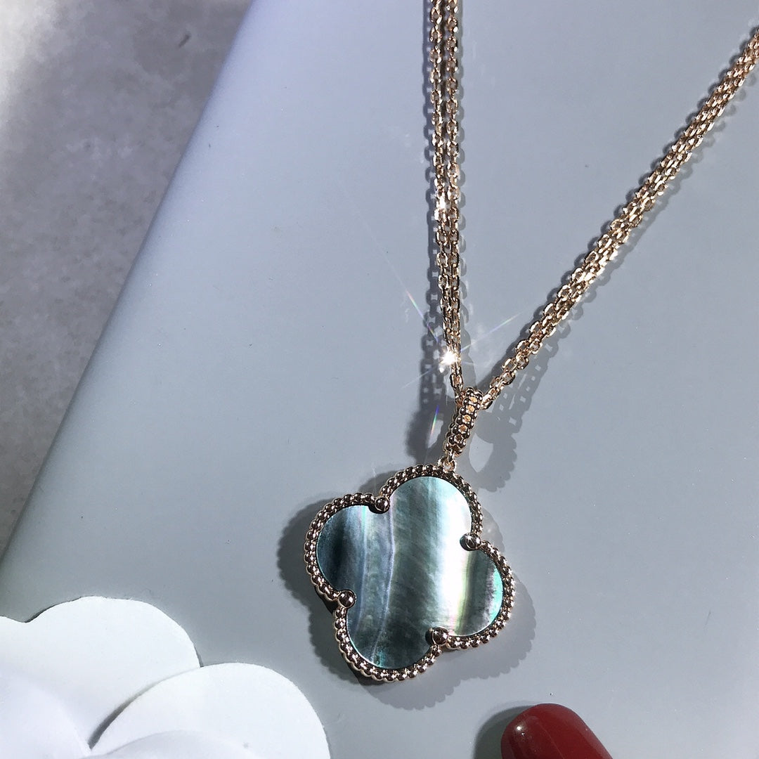 [Rose Jewelrys]CLOVER 25MM GOLD DARK MOP BIG CLOVER NECKLACE