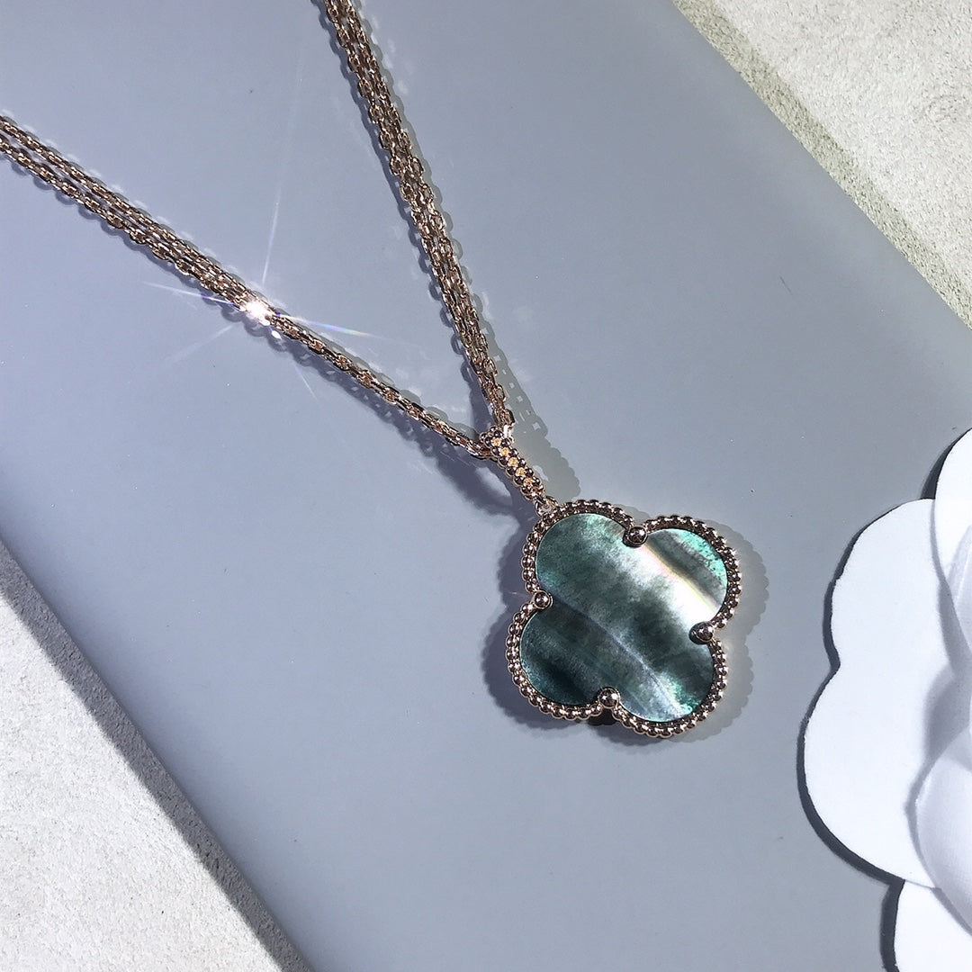 [Rose Jewelrys]CLOVER 25MM GOLD DARK MOP BIG CLOVER NECKLACE
