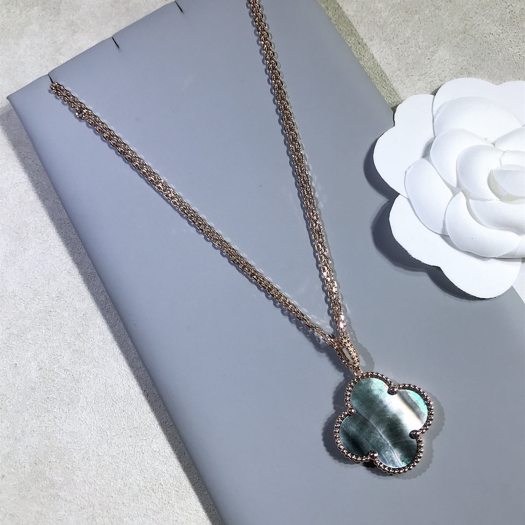 [Rose Jewelrys]CLOVER 25MM GOLD DARK MOP BIG CLOVER NECKLACE