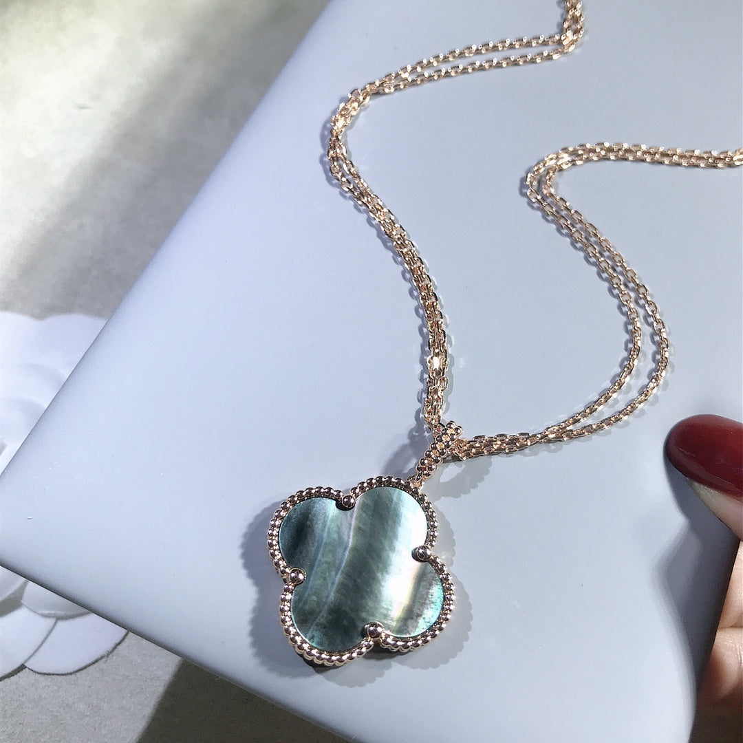[Rose Jewelrys]CLOVER 25MM GOLD DARK MOP BIG CLOVER NECKLACE