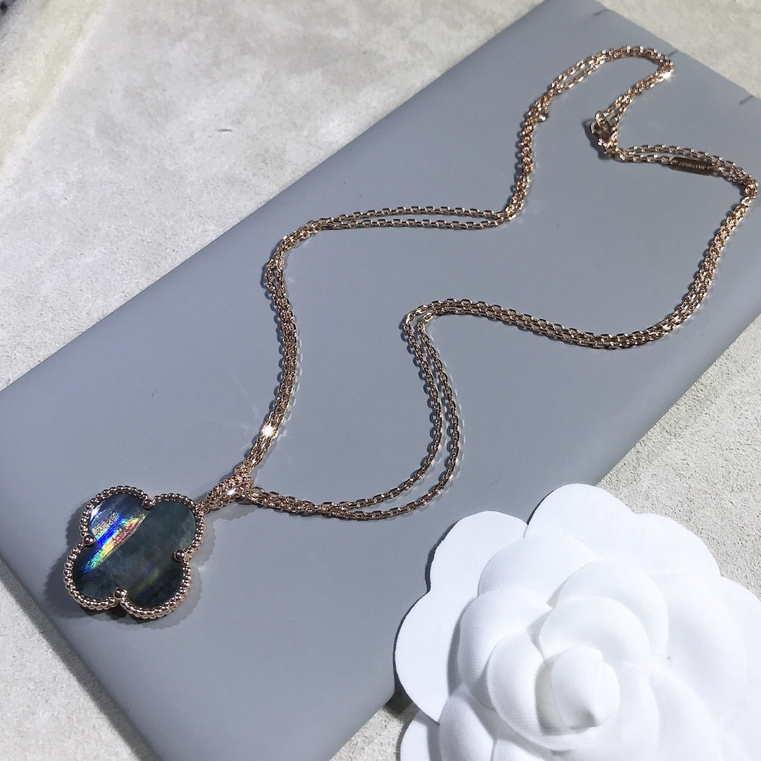 [Rose Jewelrys]CLOVER 25MM GOLD DARK MOP BIG CLOVER NECKLACE