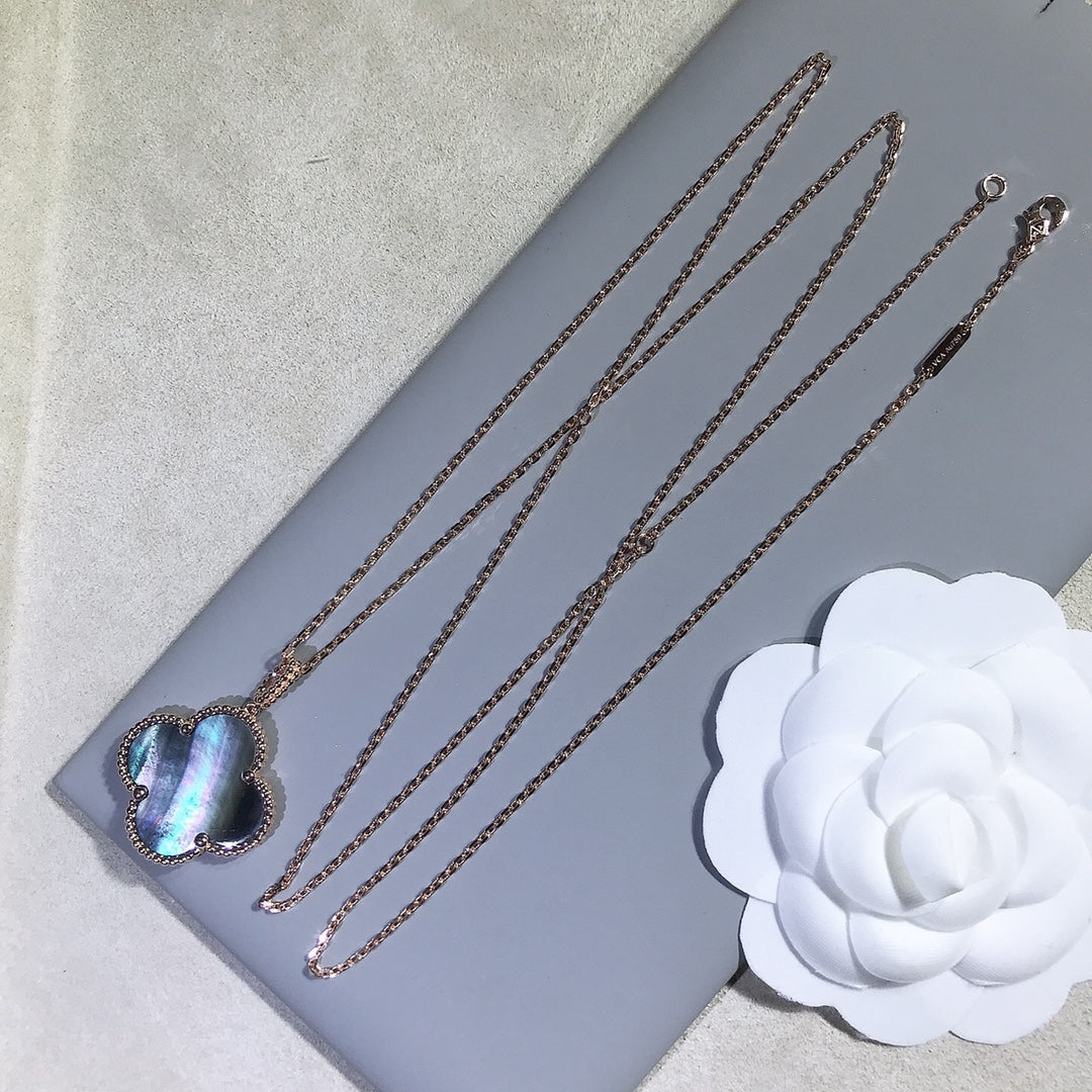 [Rose Jewelrys]CLOVER 25MM GOLD DARK MOP BIG CLOVER NECKLACE