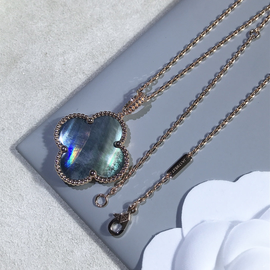 [Rose Jewelrys]CLOVER 25MM GOLD DARK MOP BIG CLOVER NECKLACE