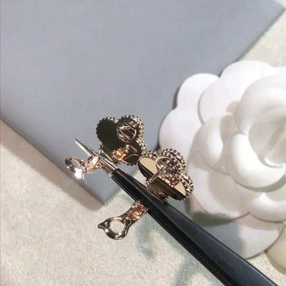 [Rose Jewelrys]CLOVER MEDIUM 1 MOTIFS  PINK MOP DIAMOND EARRINGS