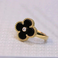 [🌹Rose💎]CLOVER ONYX RING GOLD DIAMOND