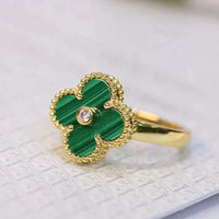 [🌹Rose💎]CLOVER MALACHITE RING GOLD DIAMOND