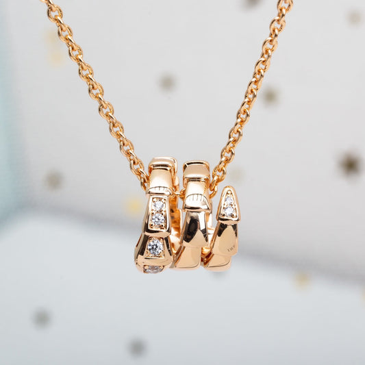 [Rose Jewelrys]SERPENTI PINK GOLD NECKLACE DIAMOND