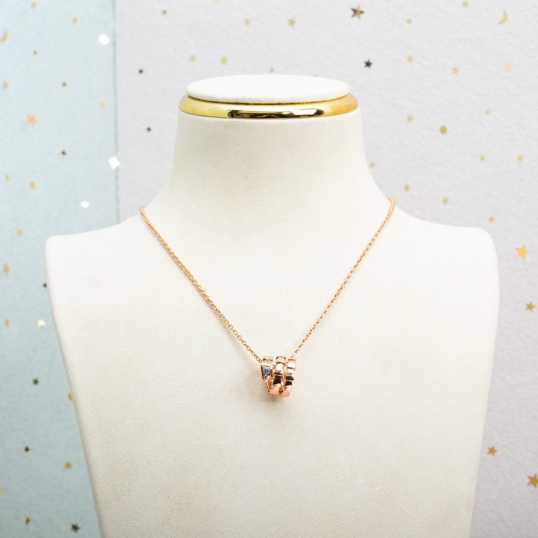 [Rose Jewelrys]SERPENTI PINK GOLD NECKLACE DIAMOND
