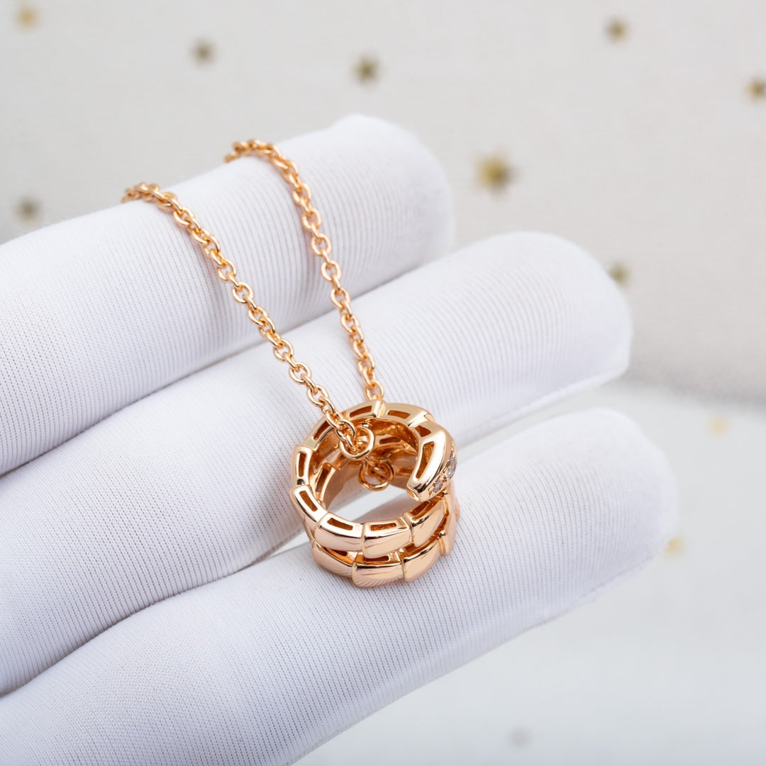 [Rose Jewelrys]SERPENTI PINK GOLD NECKLACE DIAMOND