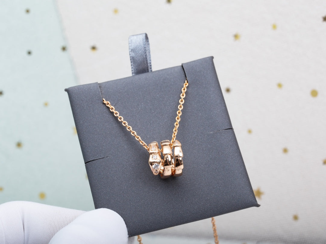 [Rose Jewelrys]SERPENTI PINK GOLD NECKLACE DIAMOND