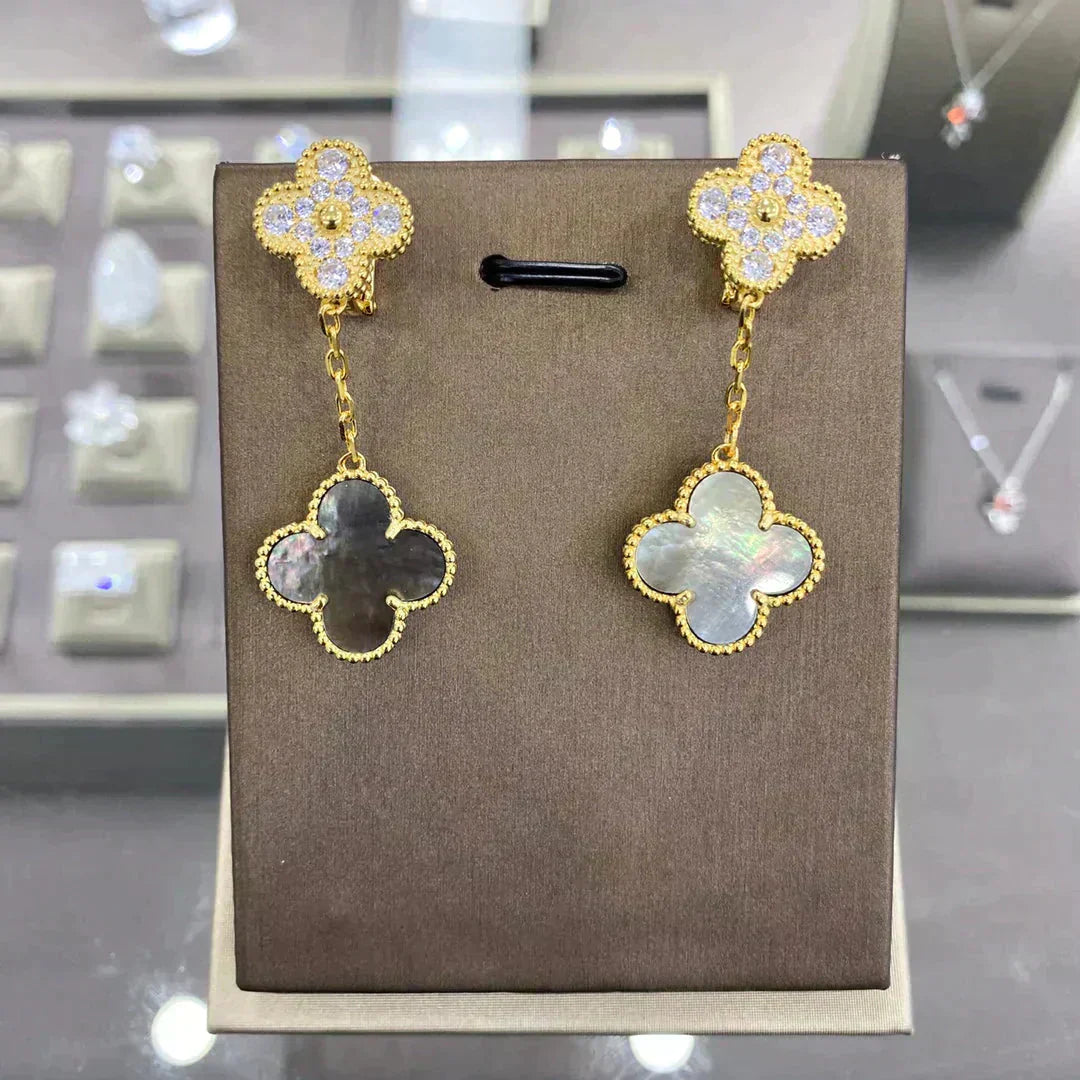[Rose Jewelrys]CLOVER  2 MOTIFS  DIAMOND  EARRINGS (MULTIPLE CHOICESç´