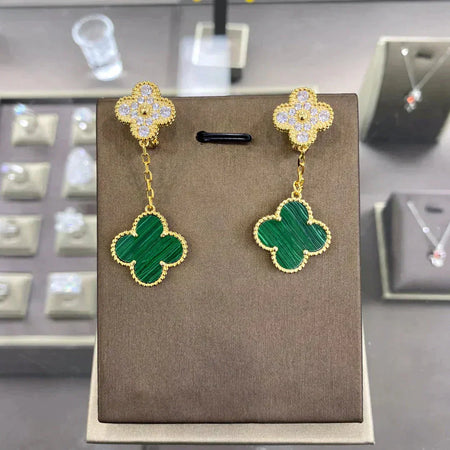 [🌹Rose💎]CLOVER  2 MOTIFS  DIAMOND  EARRINGS (MULTIPLE CHOICESç´