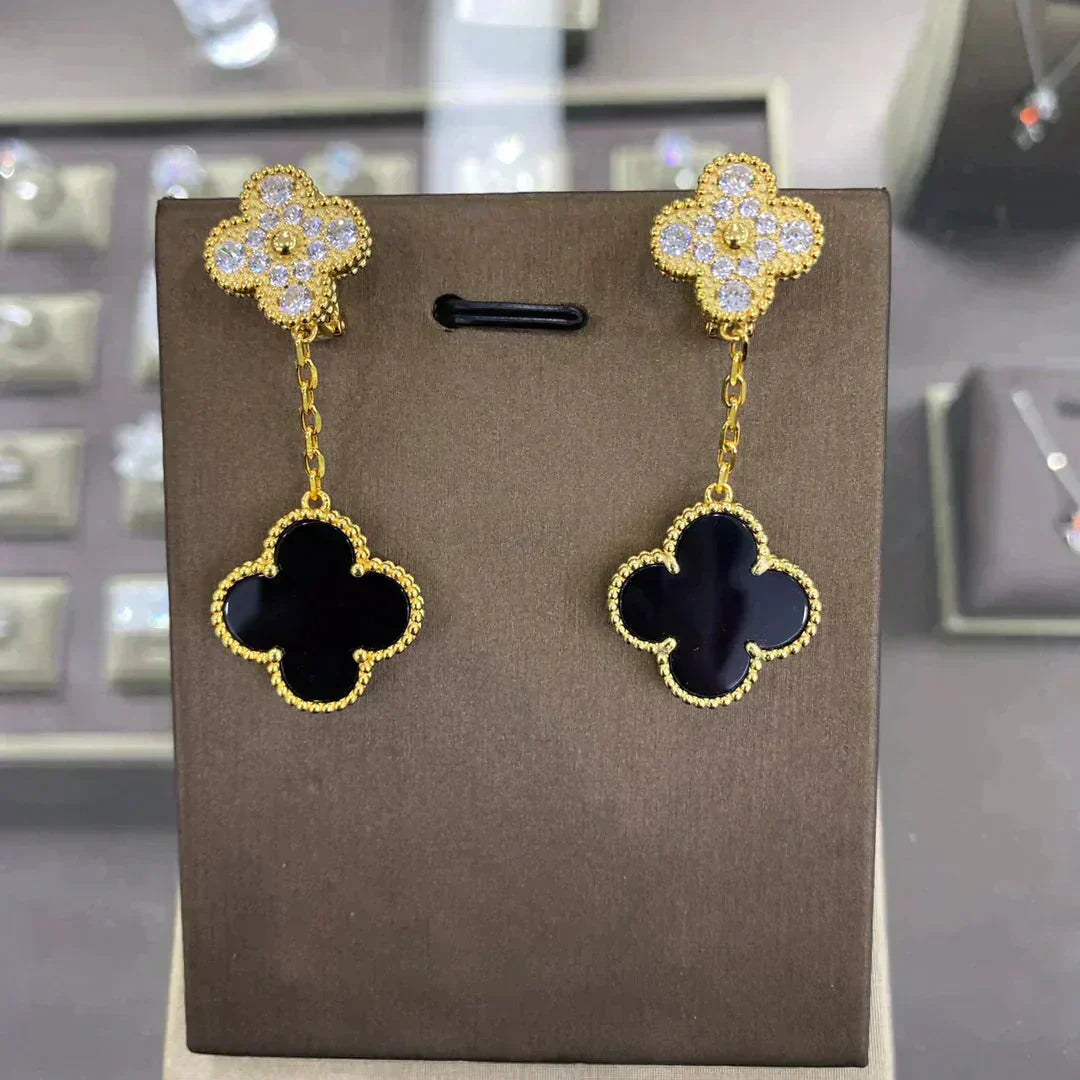 [Rose Jewelrys]CLOVER  2 MOTIFS  DIAMOND  EARRINGS (MULTIPLE CHOICESç´