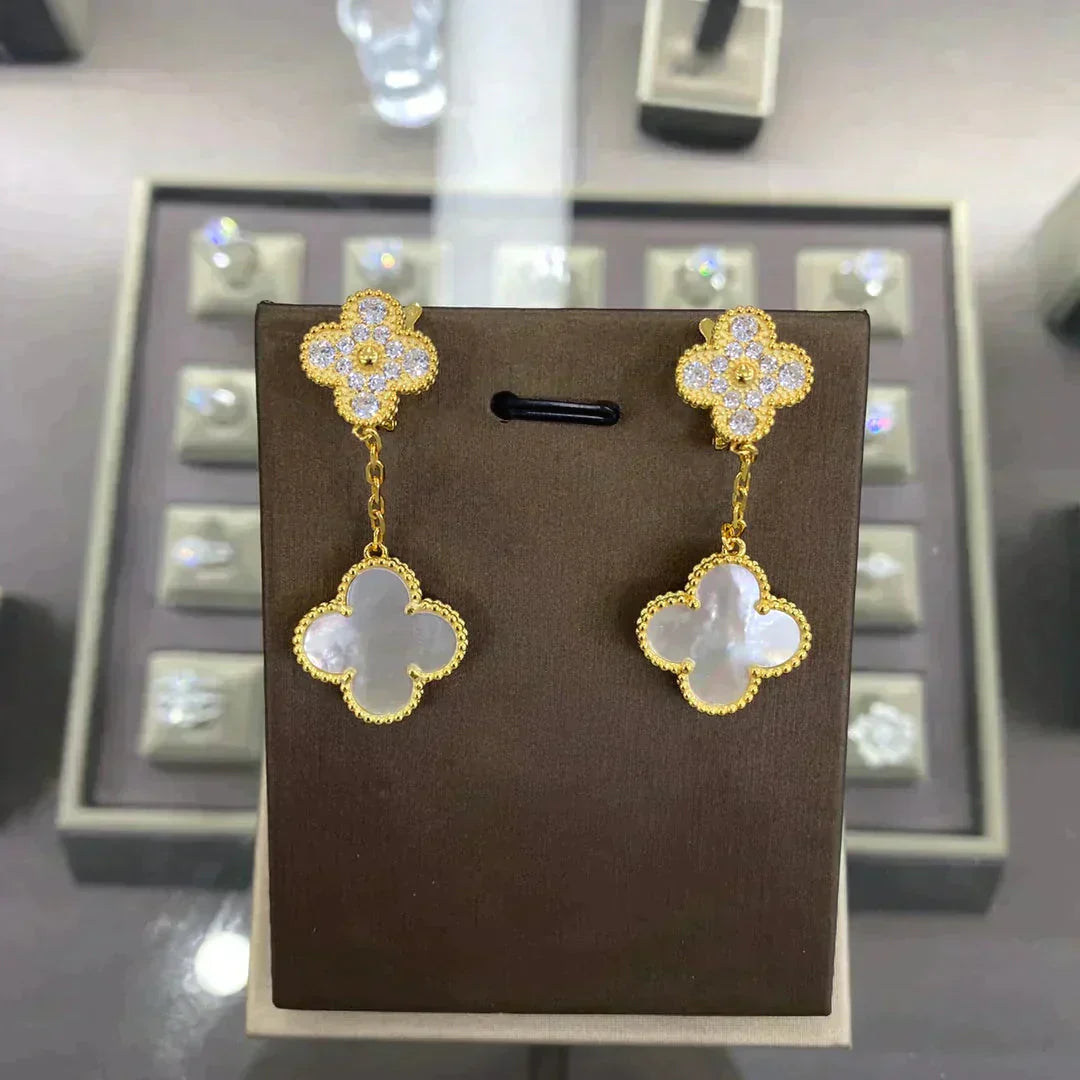 [Rose Jewelrys]CLOVER  2 MOTIFS  DIAMOND  EARRINGS (MULTIPLE CHOICESç´