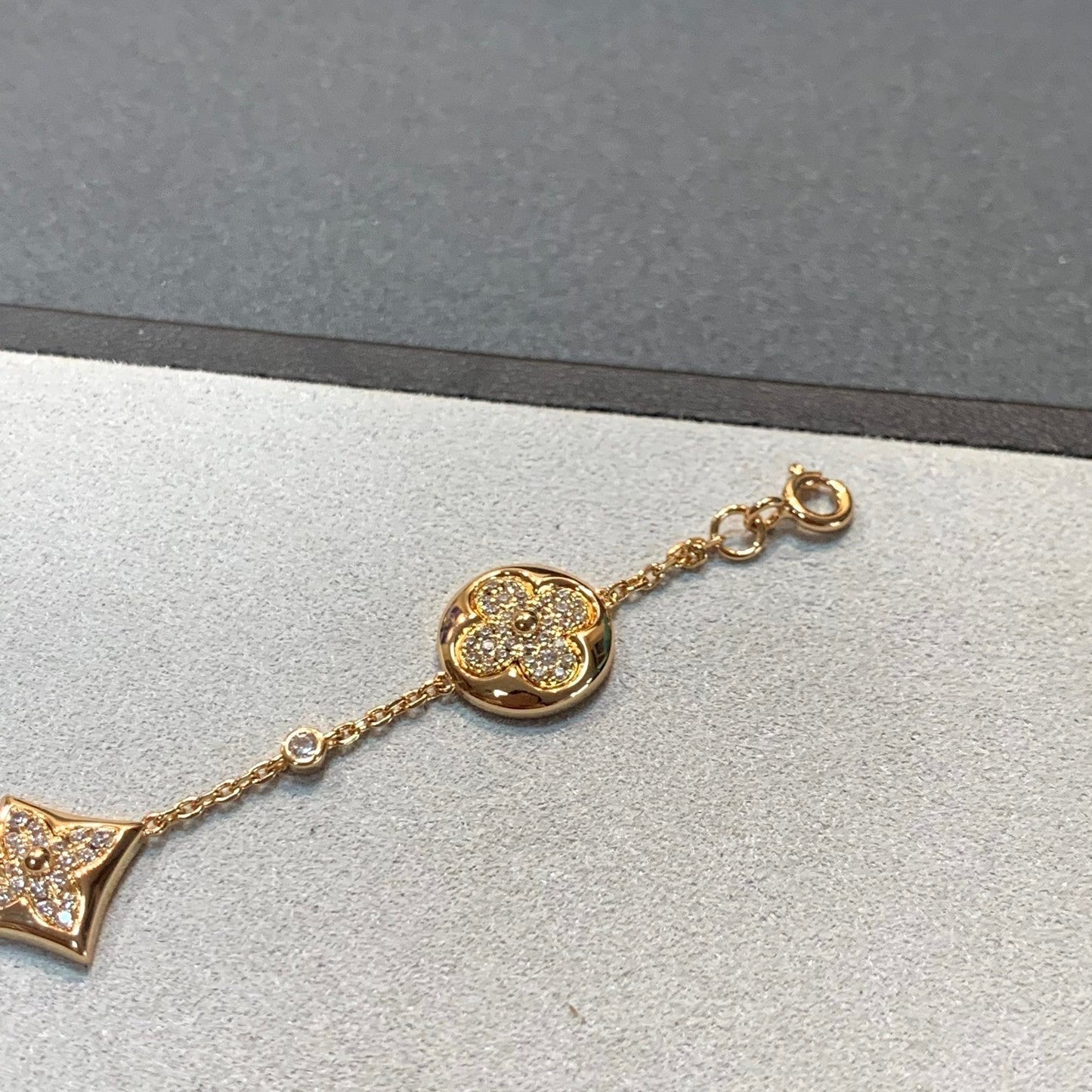 [Rose Jewelrys]STAR AND SUN 4 MOTIFS GOLD DIAMONDS BRACELET