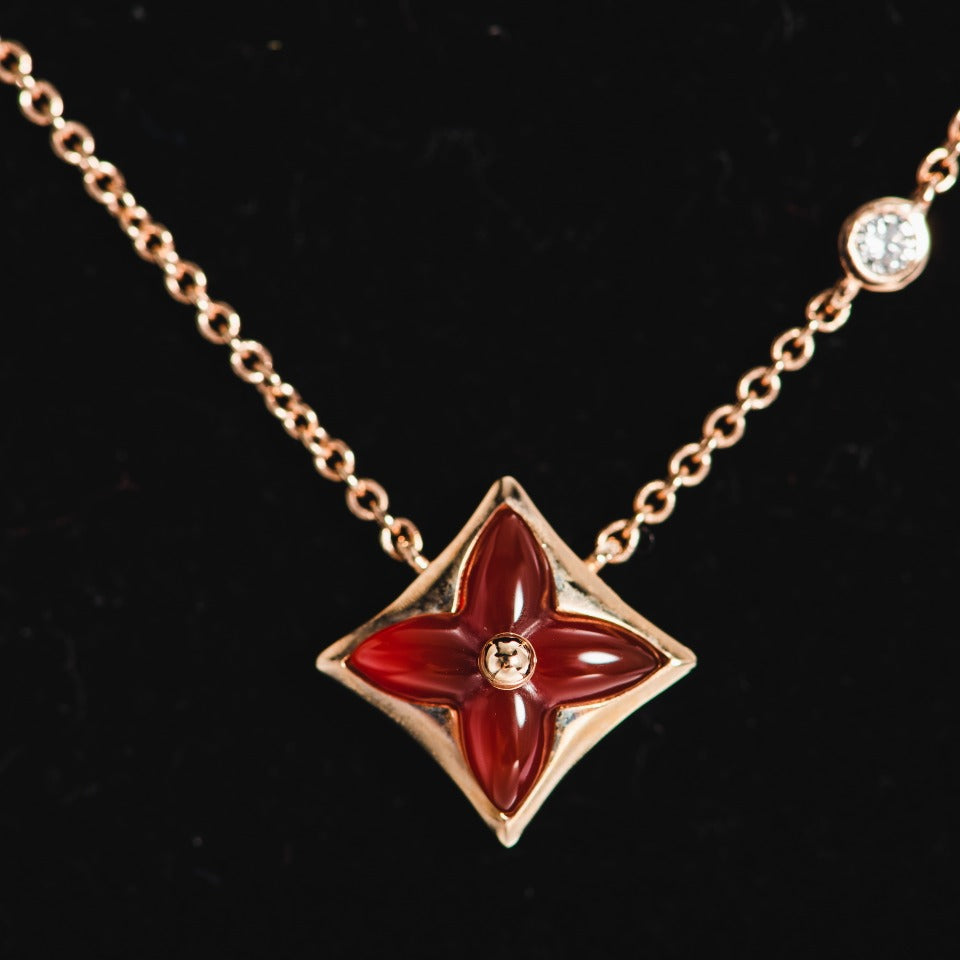 [Rose Jewelrys]STAR NECKLACE PINK GOLD 1 DIAMOND