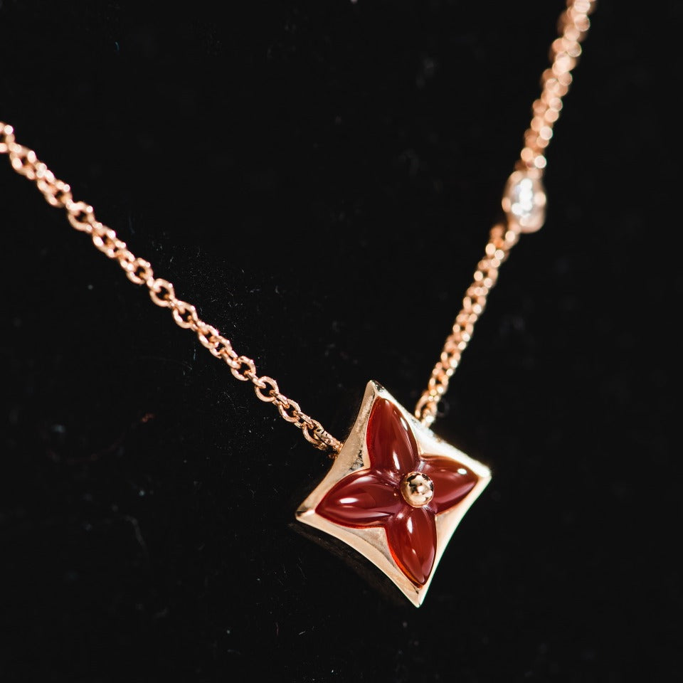 [Rose Jewelrys]STAR NECKLACE PINK GOLD 1 DIAMOND
