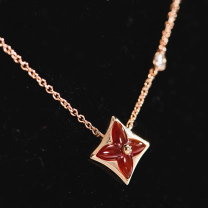 [Rose Jewelrys]STAR NECKLACE PINK GOLD 1 DIAMOND