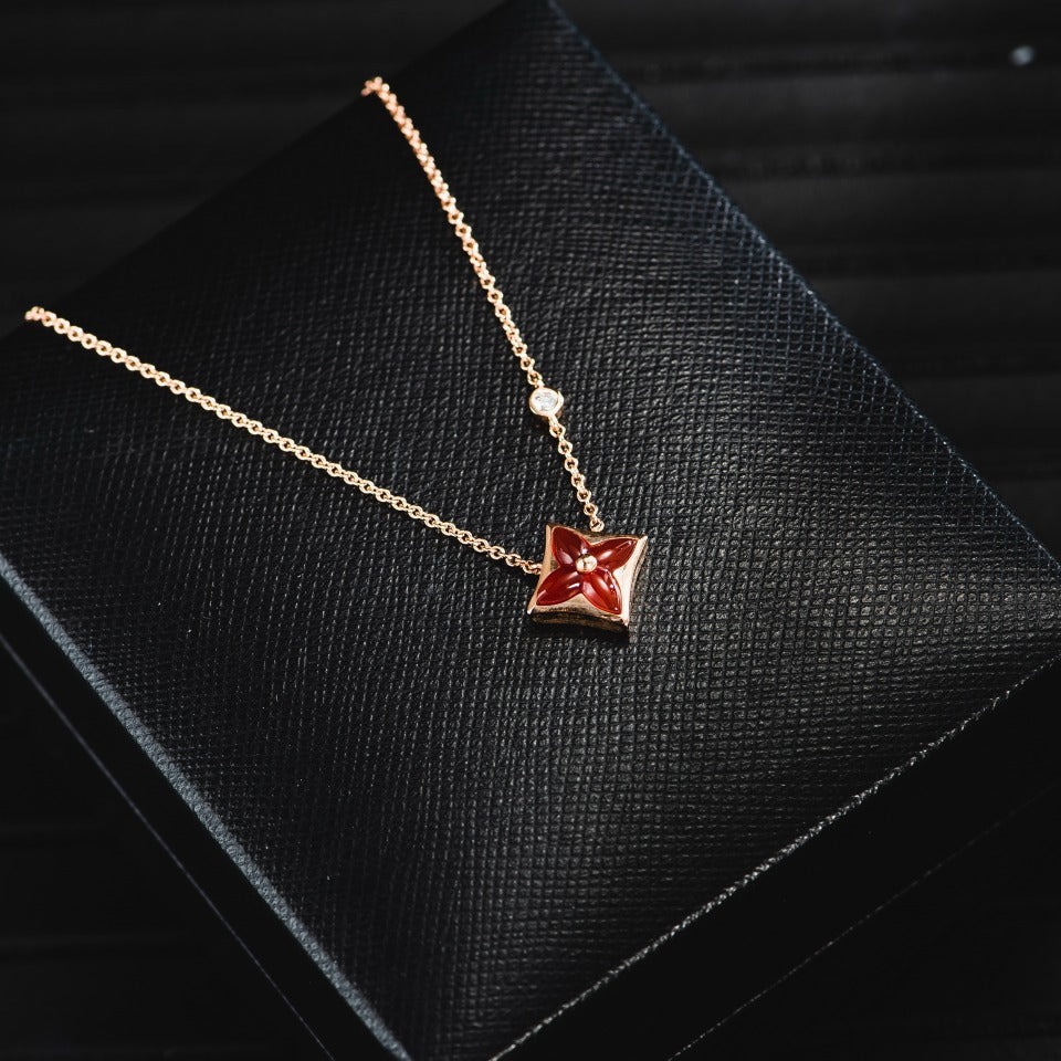 [Rose Jewelrys]STAR NECKLACE PINK GOLD 1 DIAMOND