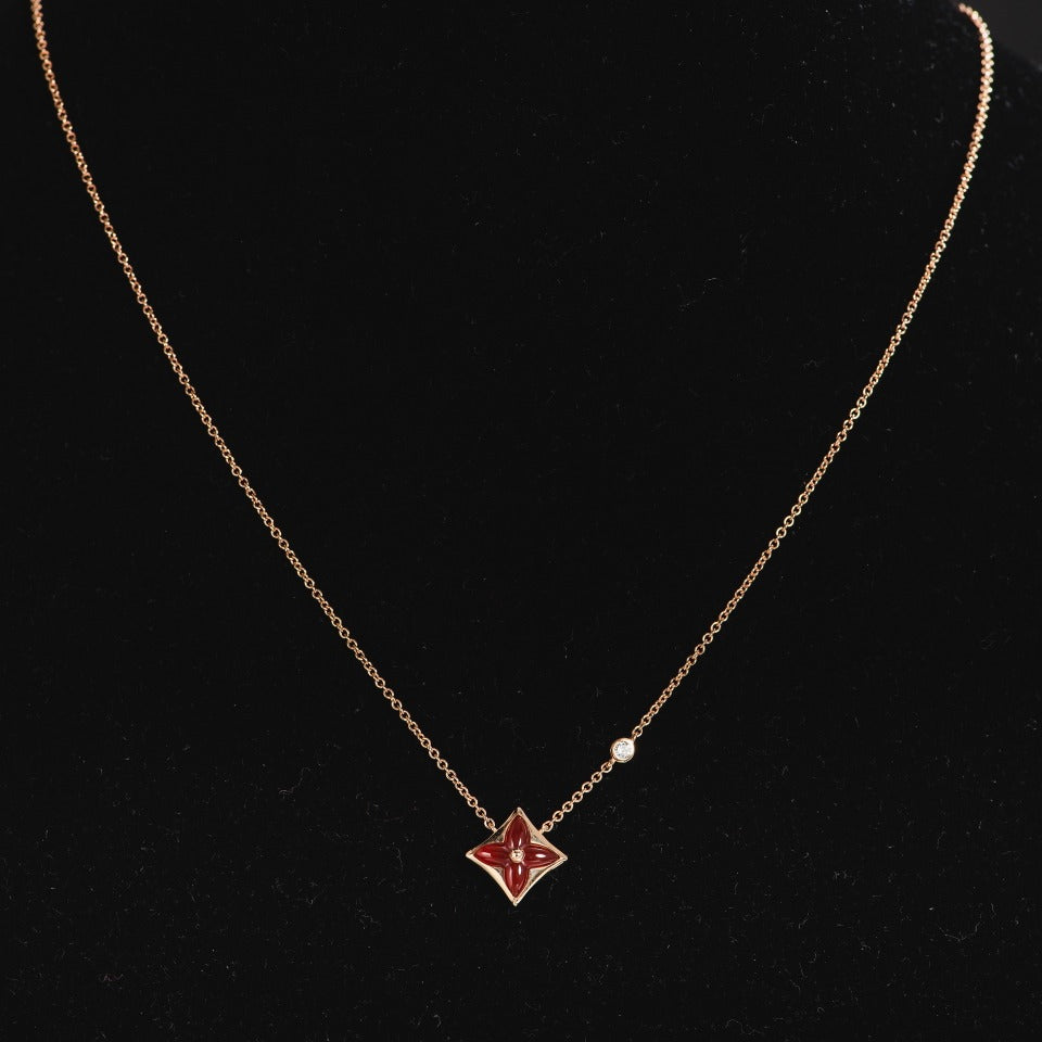 [Rose Jewelrys]STAR NECKLACE PINK GOLD 1 DIAMOND