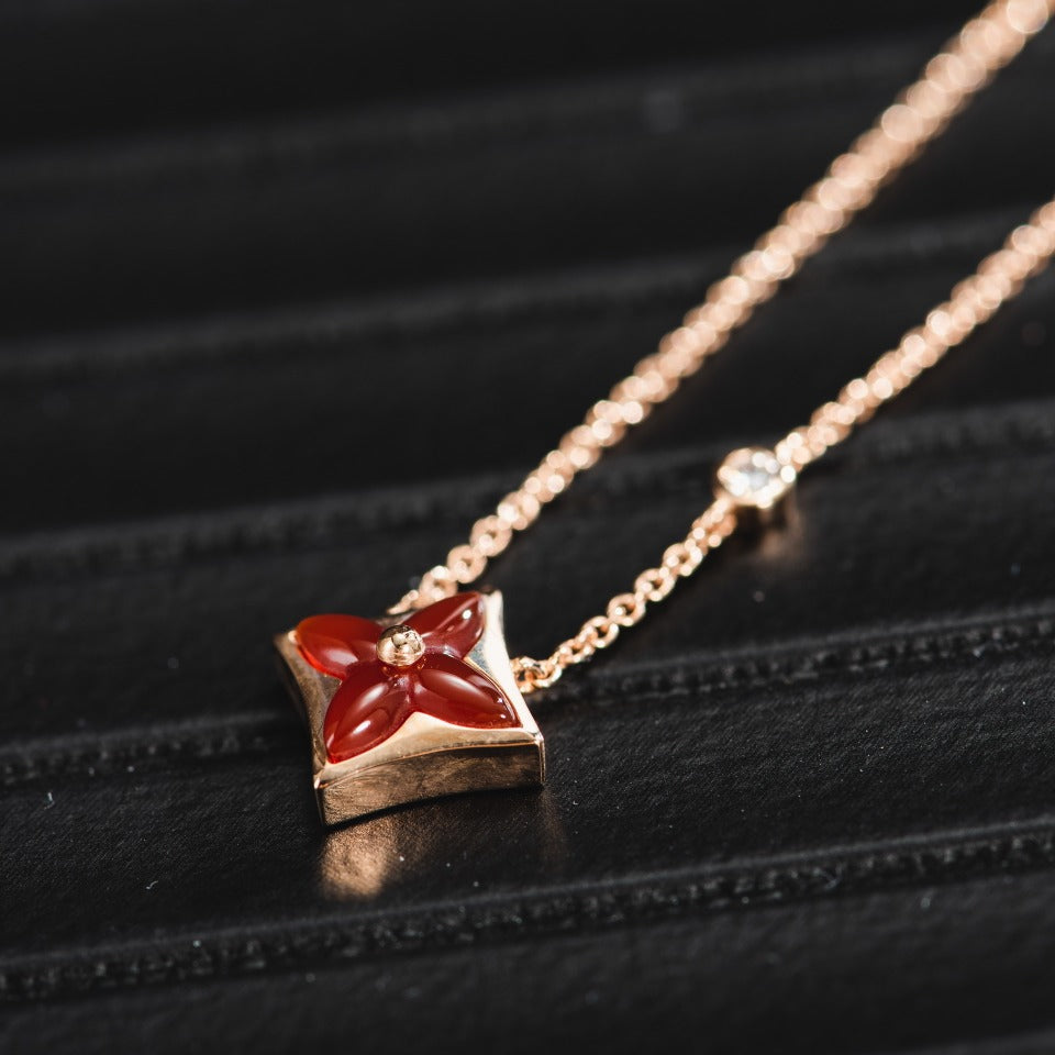 [Rose Jewelrys]STAR NECKLACE PINK GOLD 1 DIAMOND
